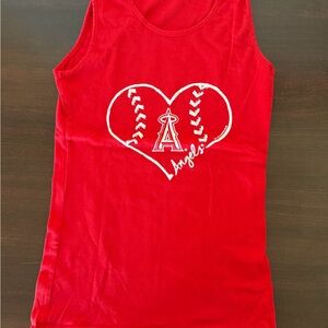 Kids Red Los Angeles Baseball Heart Tank Top - girls M.